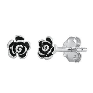 Silver Stud Earrings - Rose