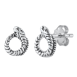 Silver Stud Earrings - Snake