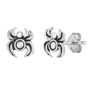 Silver Stud Earrings - Spider