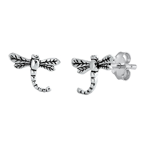 Silver Stud Earrings - Dragonfly