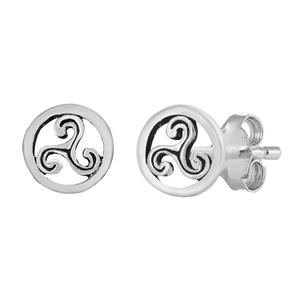 Silver Stud Earrings - Triquetra