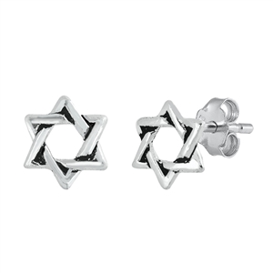 Silver Stud Earrings - Star of David