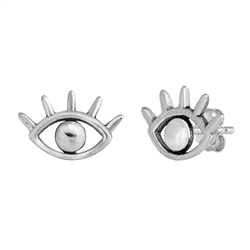 Silver Stud Earrings - Eye