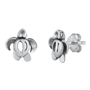 Silver Stud Earrings - Hawaiian Turtle