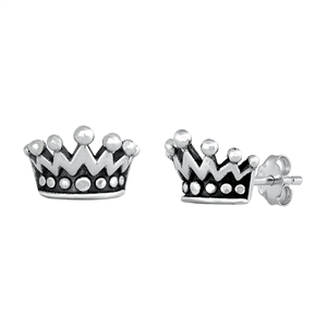 Silver Stud Earrings - Crown