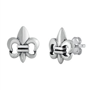 Silver Stud Earrings - Fleur De Lis