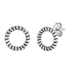 Silver Stud Earrings - Open Circle