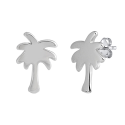 Silver Stud Earrings - Palm Trees