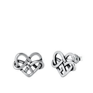 Silver Stud Earrings - Celtic Heart