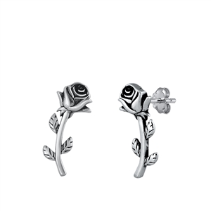 Silver Stud Earrings - Rose