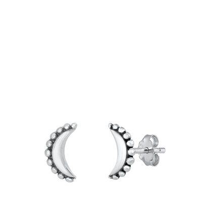 Silver Stud Earrings - Bali Moon