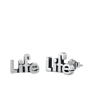 Silver Stud Earrings - Life