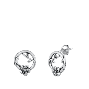 Silver Stud Earrings - Flower