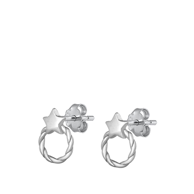 Silver Stud Earrings - Star Wreath