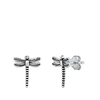 Silver Stud Earrings - Dragonfly