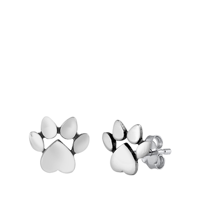 Silver Stud Earrings - Paw Prints
