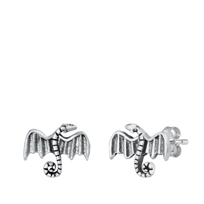 Silver Stud Earrings - Dragon