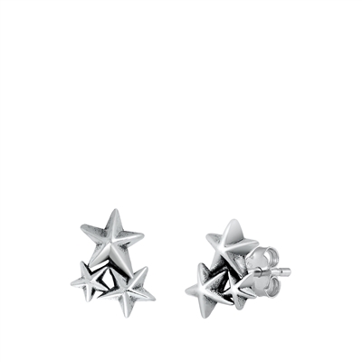 Silver Stud Earrings - Stars