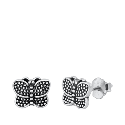 Silver Stud Earrings - Butterfly