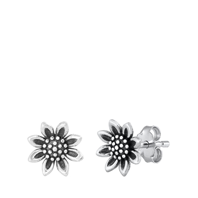 Silver Stud Earrings - Sunflower