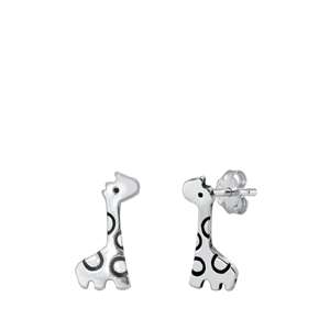 Silver Stud Earrings - Giraffe