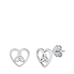 Silver Stud Earrings - Celtic Heart