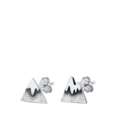 Silver Stud Earrings - Mountain