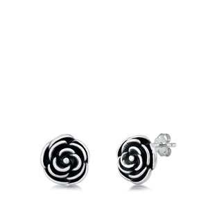 Silver Stud Earrings - Rose