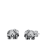 Silver Stud Earrings - Elephant