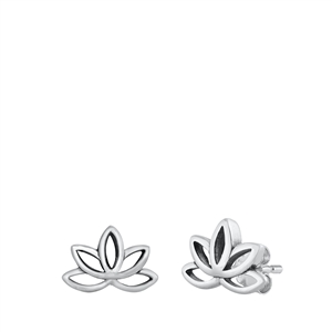 Silver Stud Earrings - Lotus