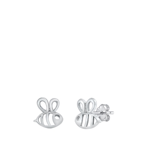 Silver Stud Earrings - Bumble Bee