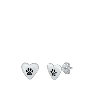 Silver Stud Earrings - Paw & Heart