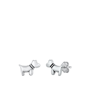 Silver Stud Earrings - Dog