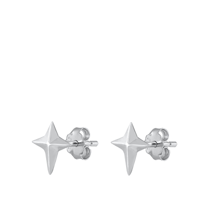 Silver Stud Earrings - North Star