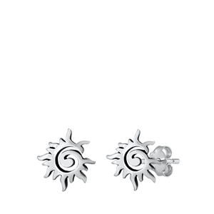 Silver Stud Earrings - Sun