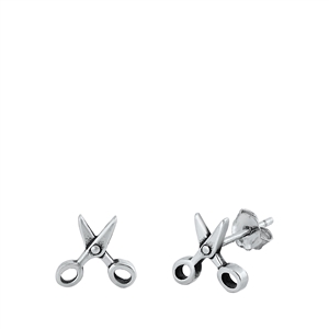 Silver Stud Earrings - Scissors