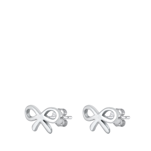 Silver Stud Earrings - Ribbon