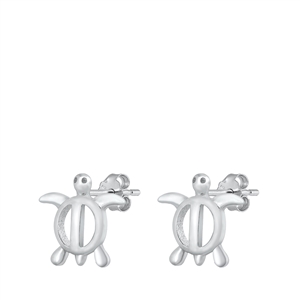 Silver Stud Earrings - Turtle