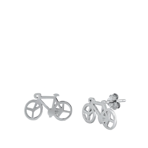 Silver Stud Earrings - Bicycle