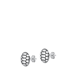 Silver Stud Earrings - Turtle Shell