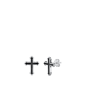 Silver Stud Earrings - Cross