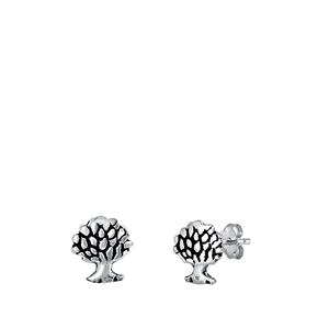 Silver Stud Earrings - Little Tree