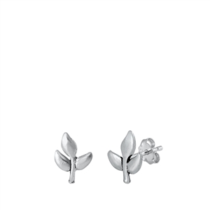 Silver Stud Earrings - Leaves