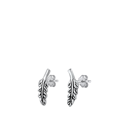 Silver Stud Earrings - Leaves