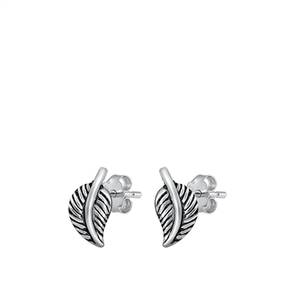 Silver Stud Earrings - Leaves