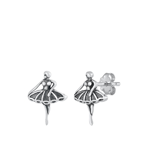 Silver Stud Earrings - Ballerina