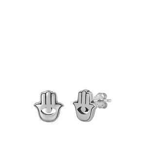 Silver Stud Earrings - Hamsa