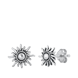 Silver Stud Earrings - Sun