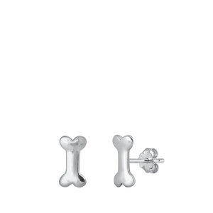 Silver Stud Earrings - Dog Bone