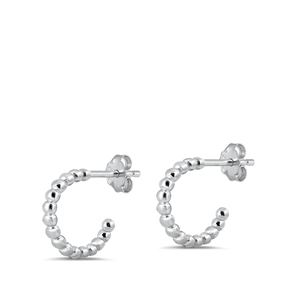 Silver Stud Earrings - Open Hoop